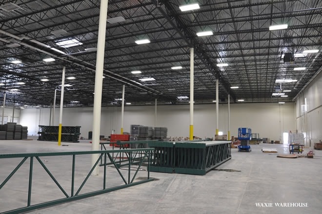 Waxie Warehouse interior — large-scale commercial drywall and framing