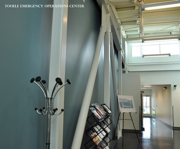 Tooele Emergency Operations Center interior — architectural drywall detail
